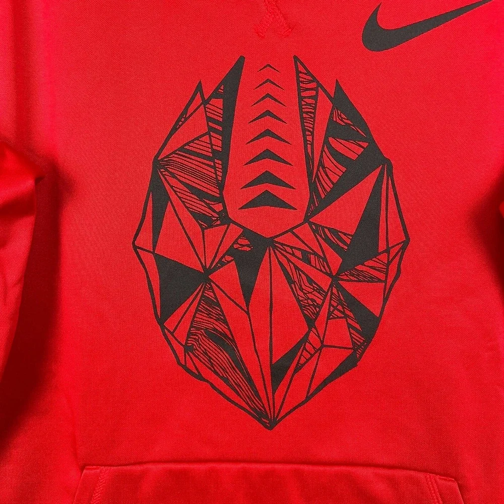 Nike Football Therma Dri Fit Hoodie Mens‎ Medium New Red Pullover Graphic Logo